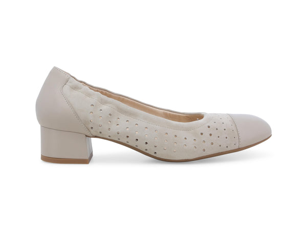 Melluso Décolleté Donna Tacco Comodo in Camoscio e Pelle Beige N411-243722